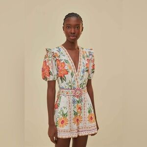 FARMRIO Off-White Bloom Garden Lenzing™ Ecovero™ Euroflax™ Romper